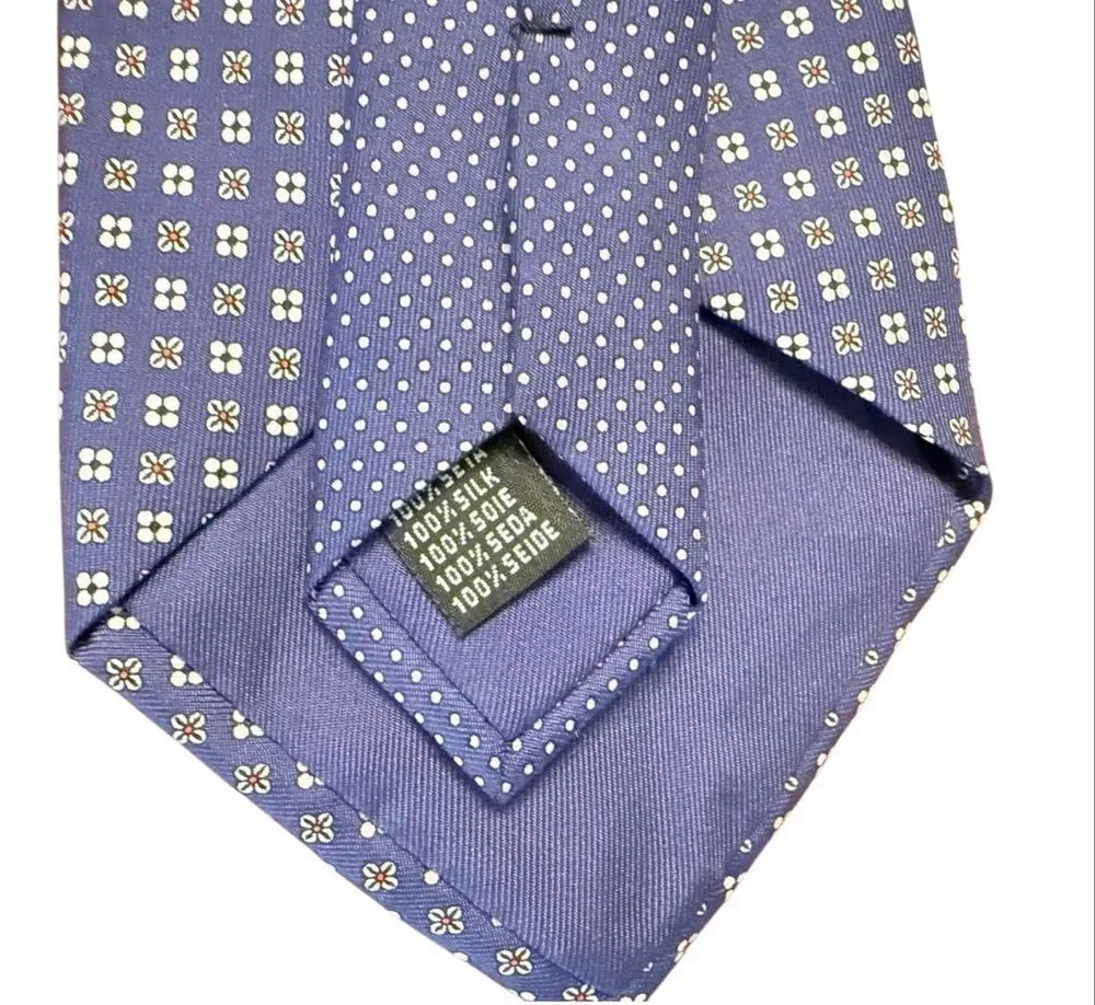 Thomas Pink 100% Silk Tie Italy Blue All Over Patterned